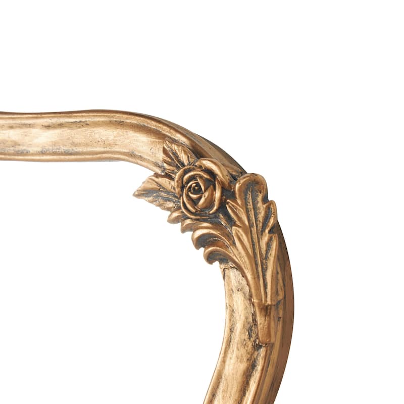 Metal Floral Orante Antique Curved Wall Mirror - Gold - Roche River Decor - 2"W x 36"L x 26"H