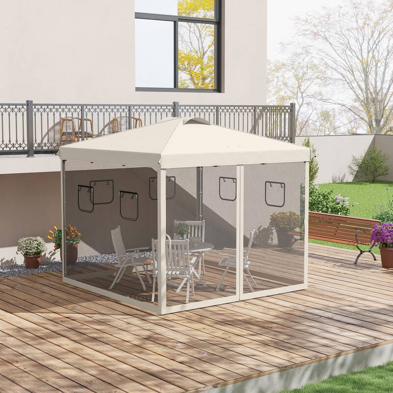Outsunny 10' x 10' Pop Up Canopy Tent with Netting Instant Screen House Room - 117.00”L * 117.00"W * 113.00"H
