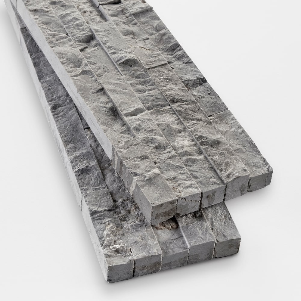 Slender Strip 3 in. x 12 in. Panel and 3 in. x 12 in. Corner Marble Wall Tile