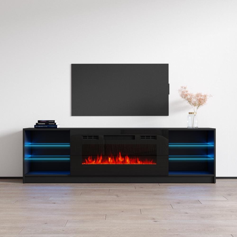 Meble Furniture Boston 01 Electric Fireplace TV Stand for up to 85" TVs - 78.7"W x 22.3"H x 13.5"D - Matte Finish with 40"