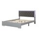 preview thumbnail 13 of 14, Modern Queen Size Platform Bed with LED Lights and Soft Velvet Headboard