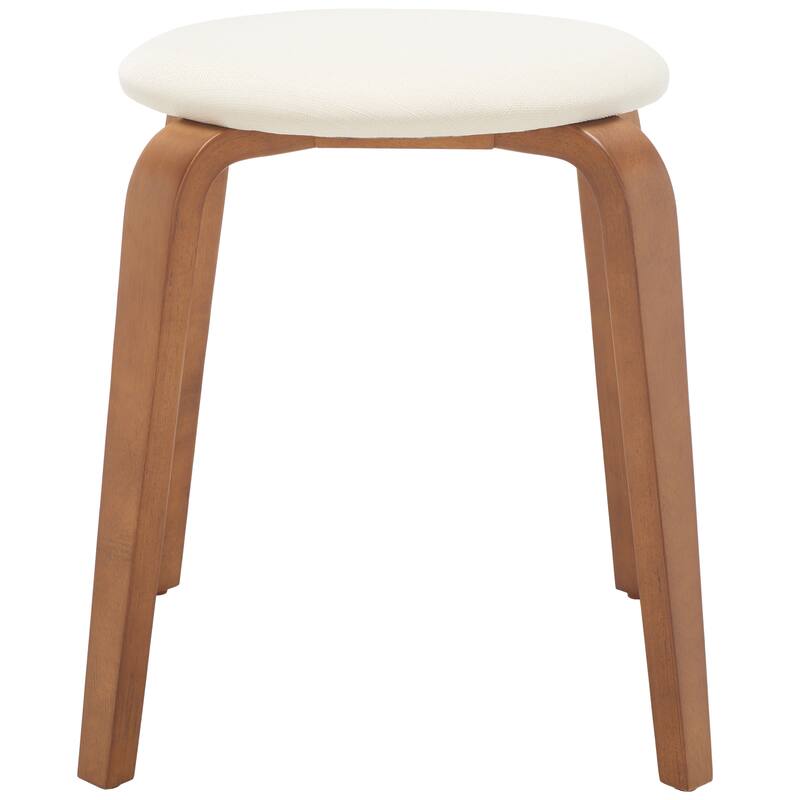 SAFAVIEH Thirza Upholstered Stackable Stool - 22 In. W x 22 In. D x 19 In. H - 22Wx22Dx19H - Walnut/Cream