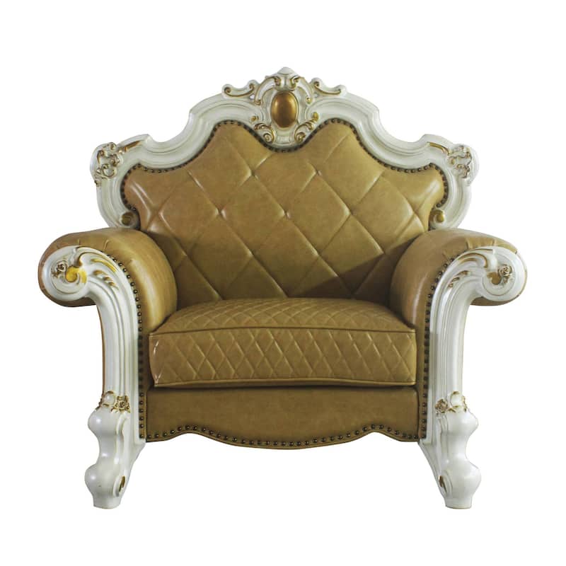 Deveraux Butterscotch and Antique Pearl Diamond Tufting Accent Chair