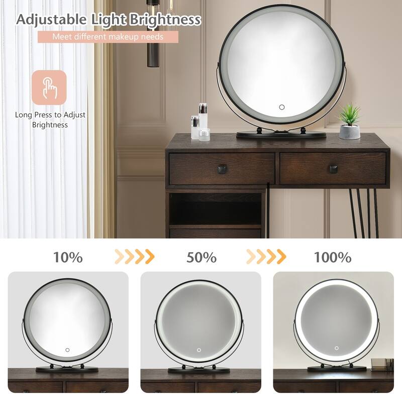 Modern Dressing Table with Storage Cabinet - 31.5" x 16" x 30" (L x W x H)