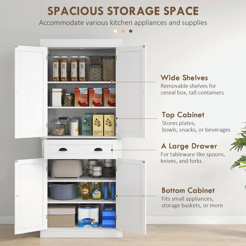 72.5" Traditional Freestanding Kitchen Pantry Cabine