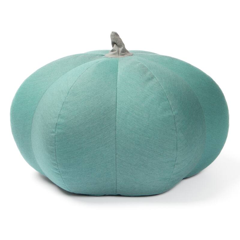 Indoor Outdoor Fall Harvest Pumpkin Pouf Ottoman - 24" - Blue