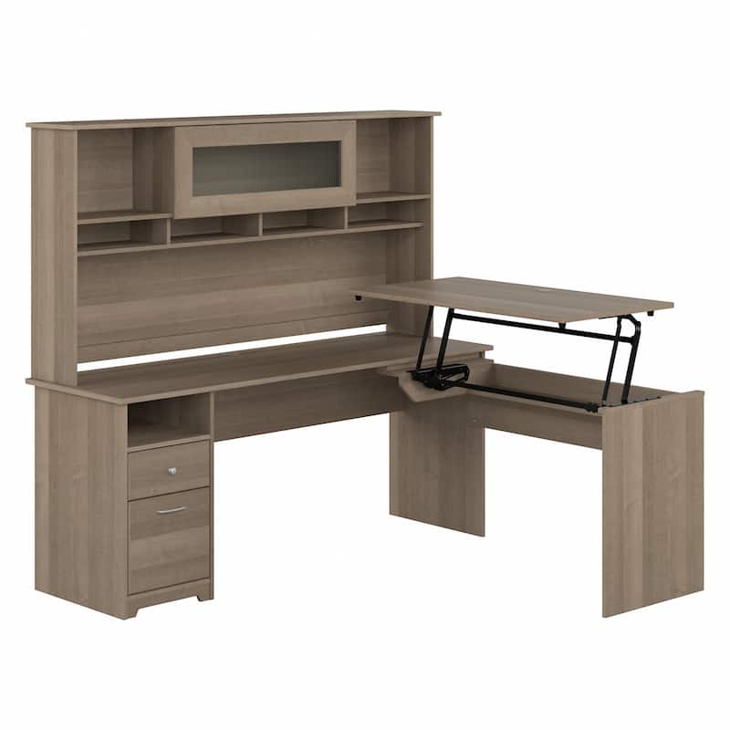 72W 3-position L-shaped Sit to Stand Desk with Hutch by Bush Furniture