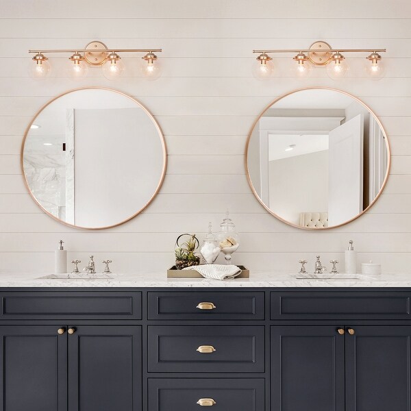 Lnc Bela Mid Century 3 4 Light Modern Gold Linear Globe Glass Vanity Light Dimmable 4 Light L26.5 inchx W 6.5 inchx H 8 inch Gold 25 to 36 Inches