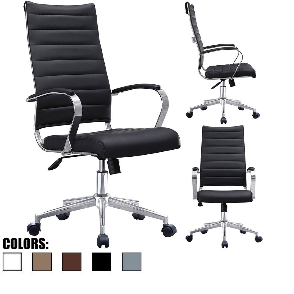 (Retired) Modern High Back Tall Ribbed Office PU Leather Swivel Tilt Adjustable Cushion Chair Designer Boss Executive