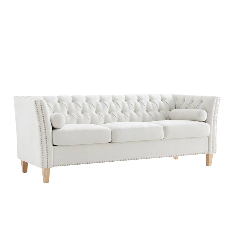 Christopher Knight Home - Ameson Transitional 3-Seat Sofa with Flared Arms, Nailhead Trim & Solid Wood Legs - 79.5"W