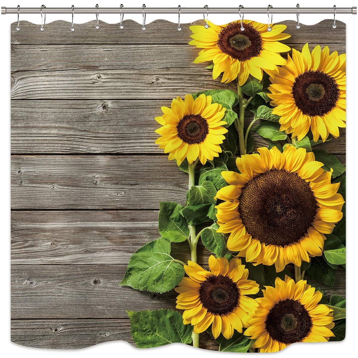 Shop Sunflower Shower Curtain Wood Rustic Floral Overstock