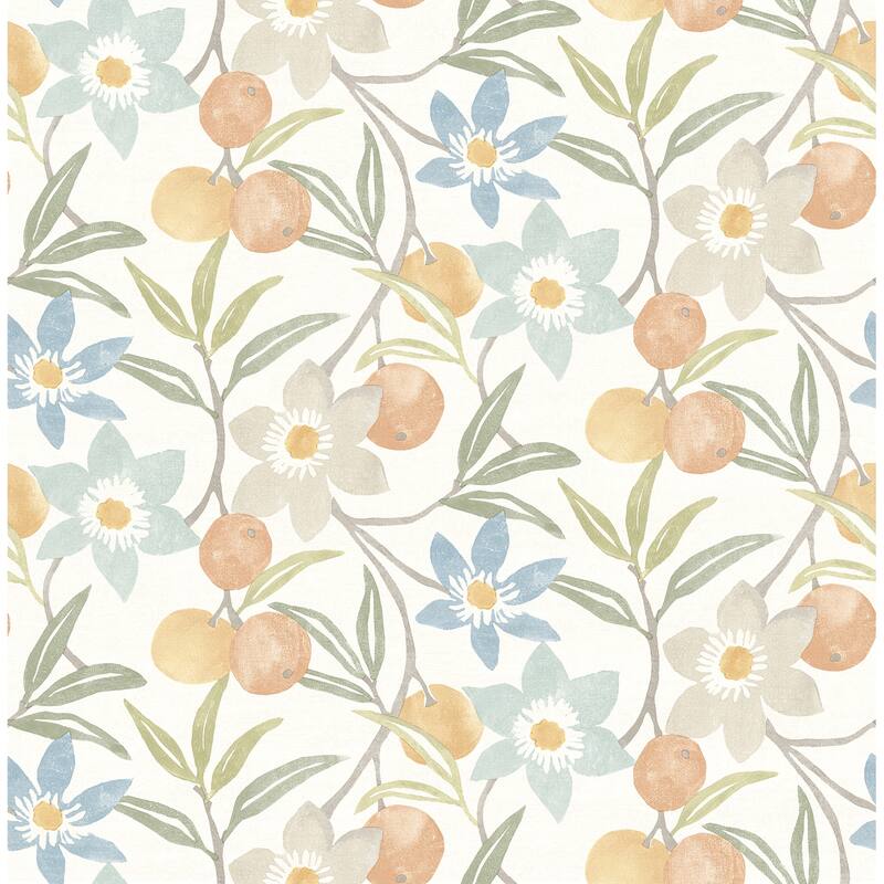 Chesapeake Passiflora Apricot Fruit and Floral Wallpaper