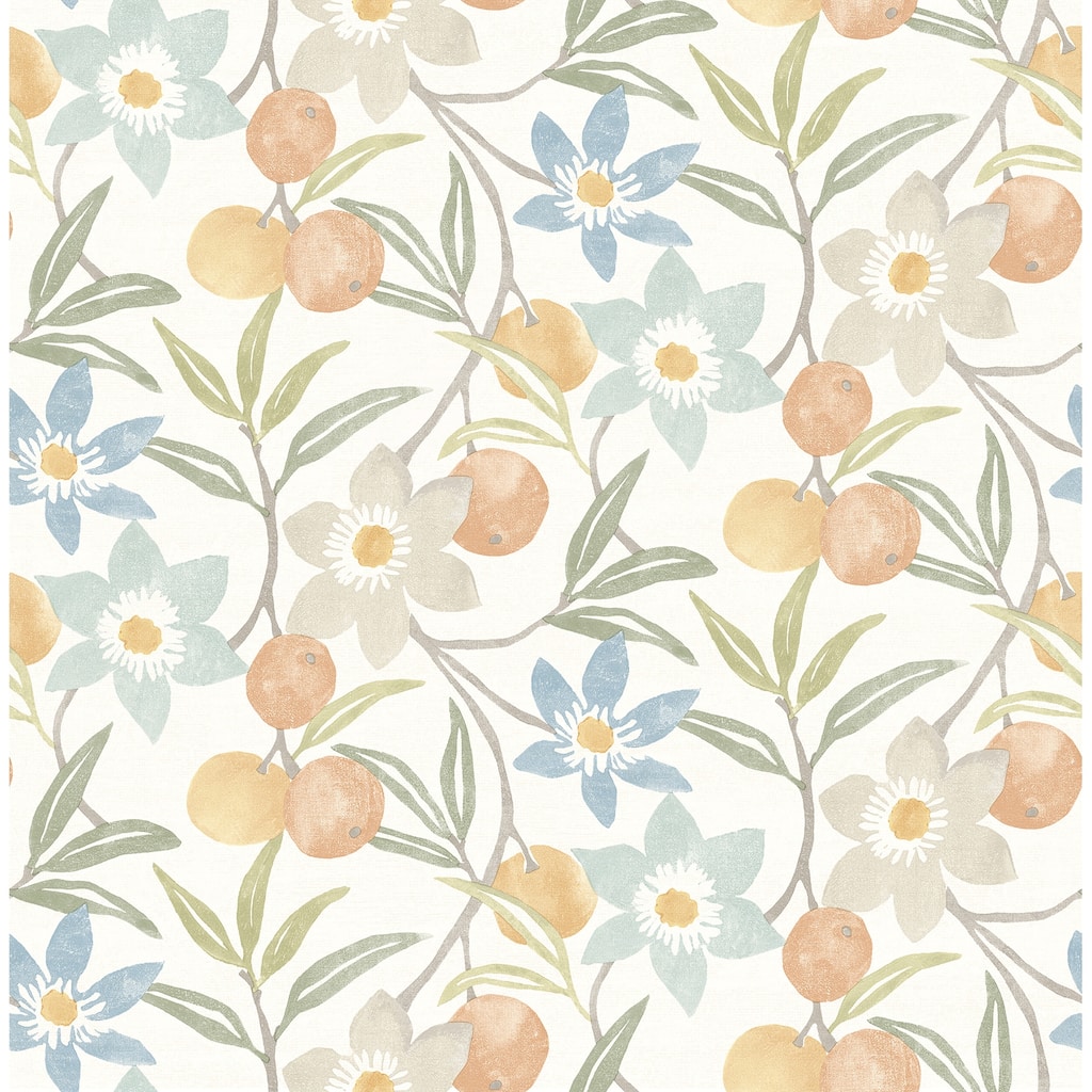 Chesapeake Passiflora Apricot Fruit and Floral Wallpaper