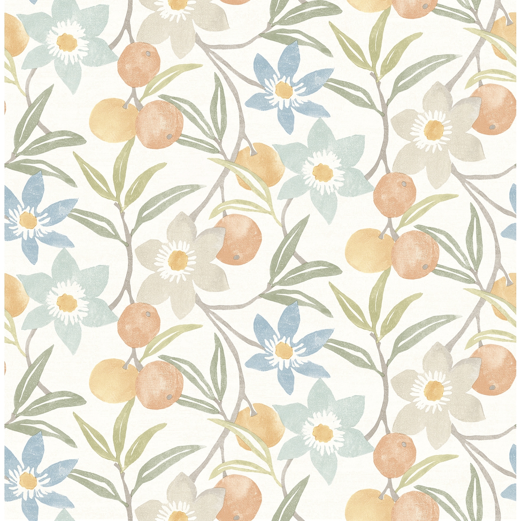 Chesapeake Passiflora Apricot Fruit and Floral Wallpaper