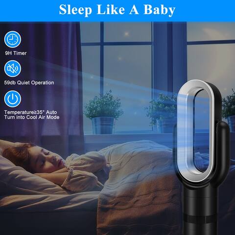 26 in. Space Heater Bladeless Tower Fan, Heater & Coolingn Combo
