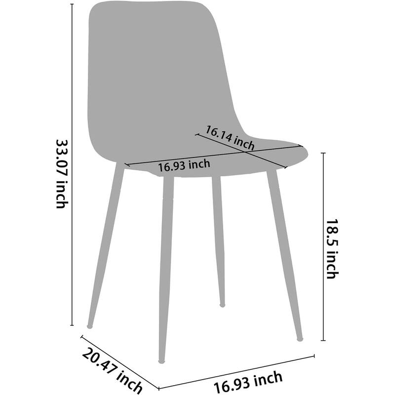 CangLong Living Monte Dining Chair in Black Faux Leather and Black Powder Coat Finish, set of 2, Black