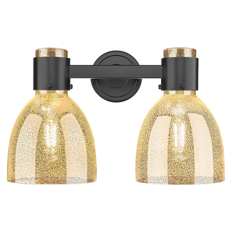 Innovations Lighting Downtown Urban - Lawton Bell - 2 Light 16" Wall-Mounted Bath Vanity Light - Matte Black, Mercury