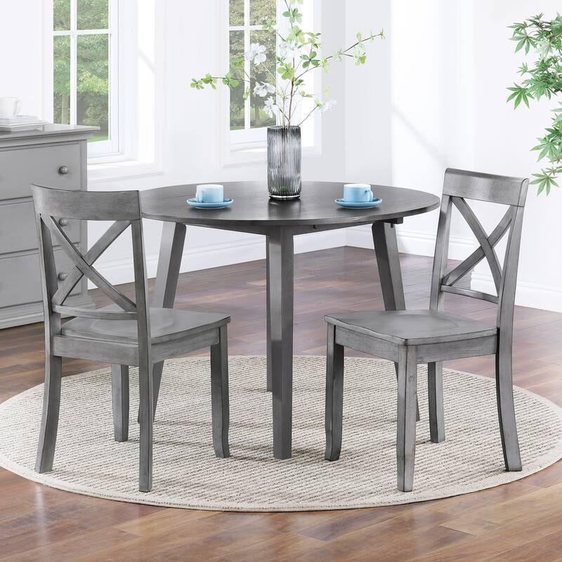 Vintage X Back Wood Cross Back Dining Chairs - Set of 2 - Antique Grey