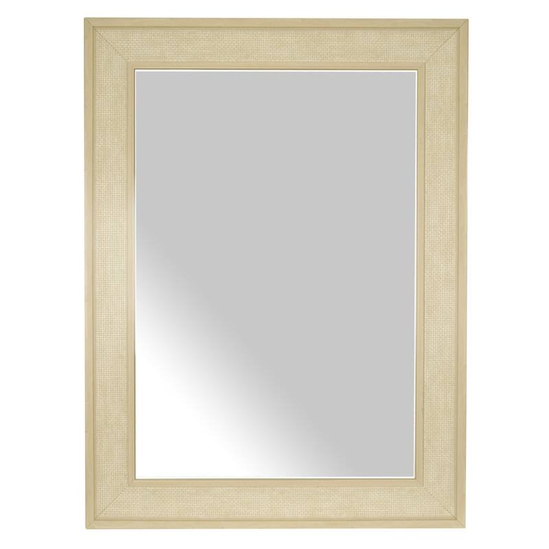 Faux Wooden Frame Rattan Farmhouse Style Rectangle Wall Mirror