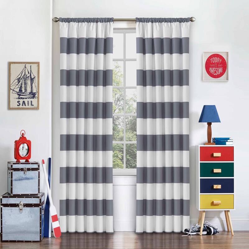 Eclipse Peabody Blackout Window Curtain Panel - 63 Inches - Grey