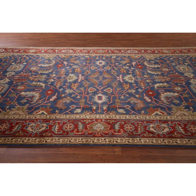 Blue Oushak Oriental Large Area Rug Handmade Wool Carpet - 7'11" X 15'9"
