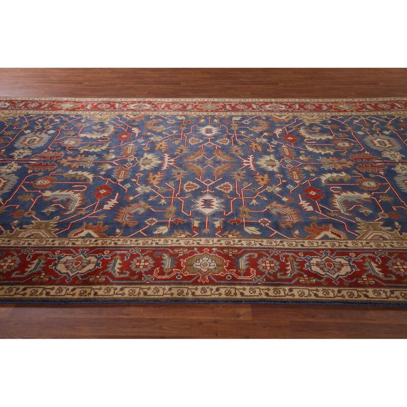 Blue Oushak Oriental Large Area Rug Handmade Wool Carpet 7'11" X 15'9