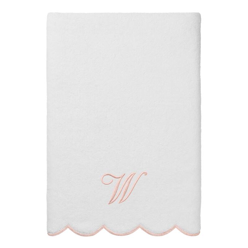 Authentic Hotel and Spa 100% Turkish Cotton Pink ADORNIA Scallop Personalized 3 Piece Towel Set - 3 Piece Set