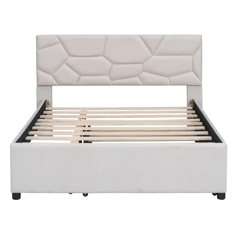 Brick Pattern Platform Bed with Trundle