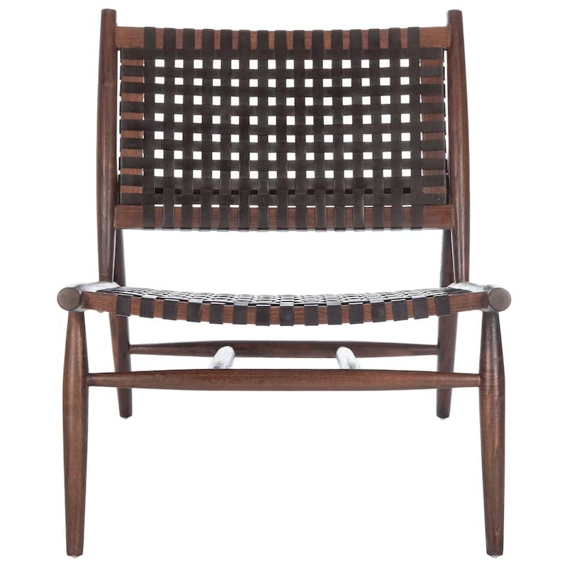 SAFAVIEH Soleil Squared Leather Woven Accent Chair - 26" W x 31.5" L x 30.7" H