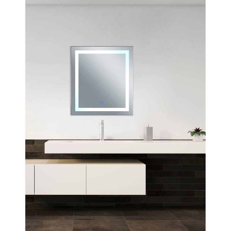 36" x 40" Abril Matte White Rectangle LED Wall Mirror
