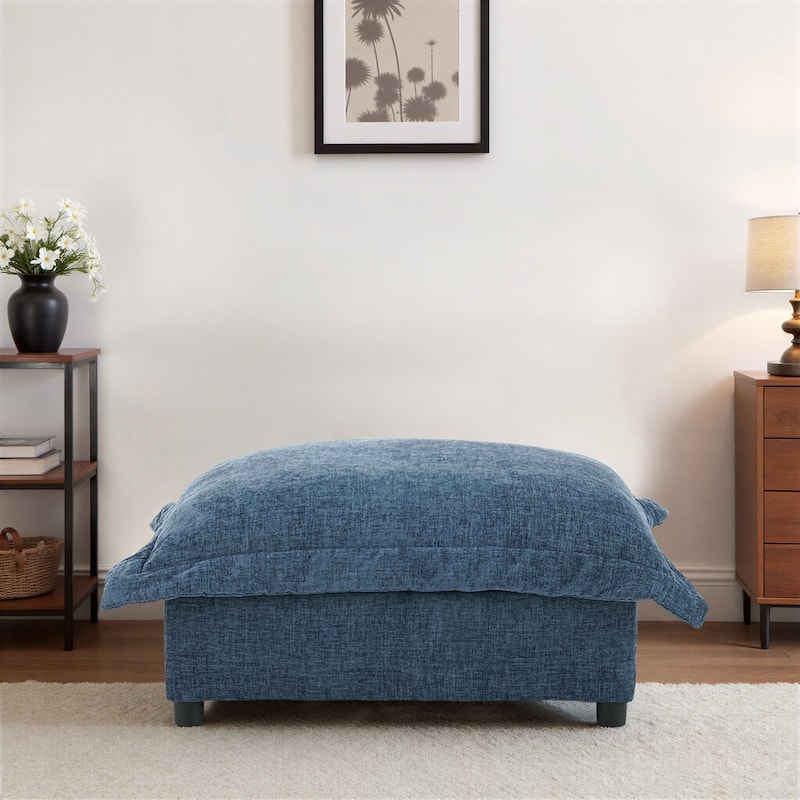 Double Layer Cushion Comfy Cloud Modular Sectional Sofa Couch Ottoman - Navy-Ottoman - Symmetrical