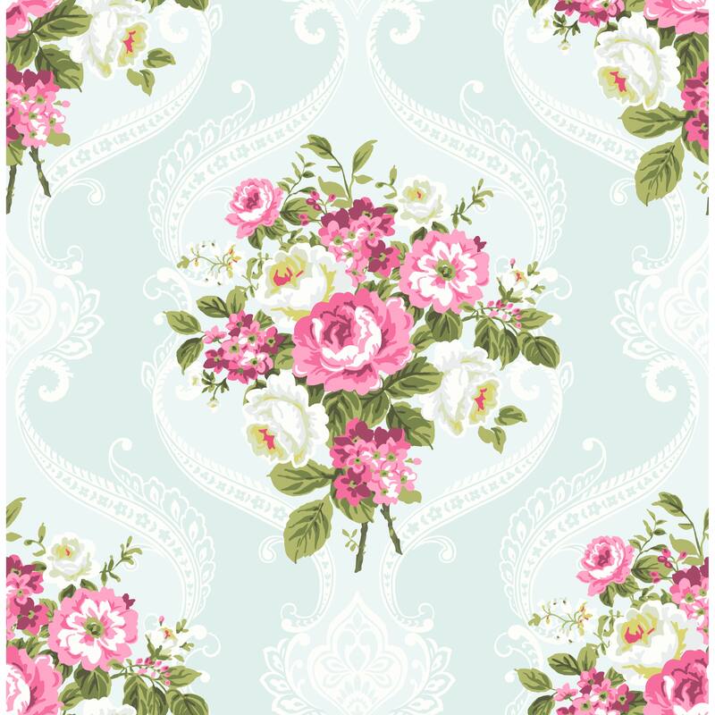 Seabrook Designs Floral Damask Unpasted Wallpaper