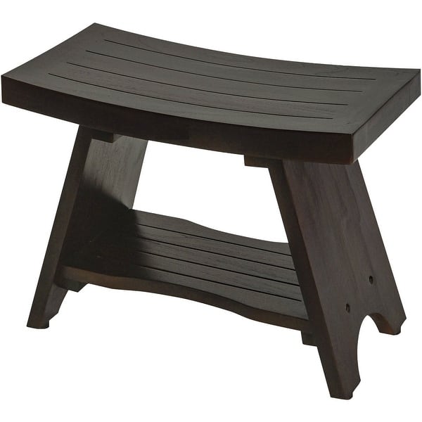 rectangular teak shower stool or bench with shelf in brown finish rectangular teak shower stool or bench with shelf in brown finish
