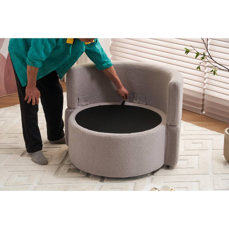 360° Swivel Chair with Storage and Throw Pillows
