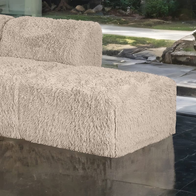 Furniture of America Ylena Modern 5-Piece Faux Fur Foam Modular Compressed Sectional Sofa