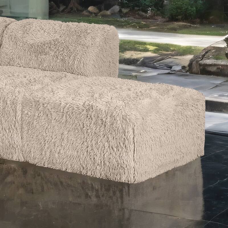 Furniture of America Ylena Modern Faux Fur Foam Modular Compressed Sofa Chair