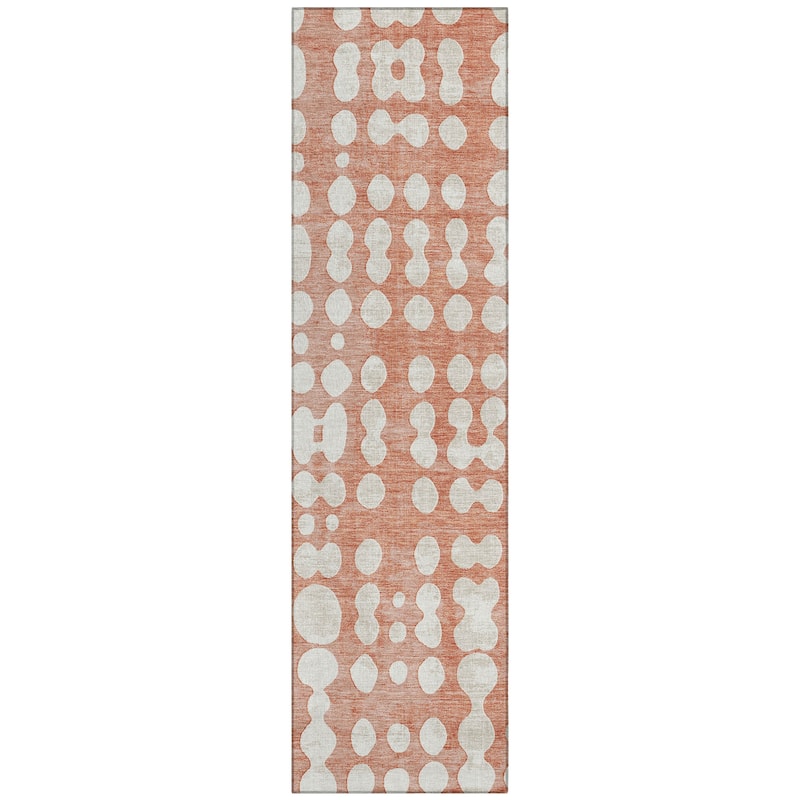 Machine Washable Indoor/ Outdoor Chantille Dots Abstract Rug