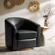 preview thumbnail 9 of 49, HULALA HOME Althea Modern Genuine Leather Swivel Barrel Chair with Solid Wood Base