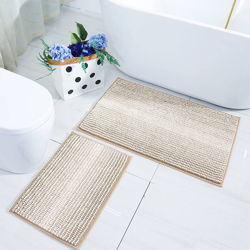 Quick Dry Absorbent Non Slip Chenille Bathroom Mat Cozy Shaggy Home Decor for Shower and Tub