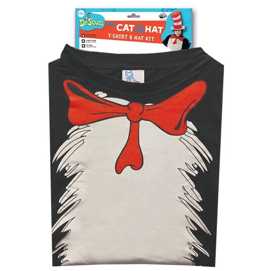 Shop Elope Dr Seuss Cat In The Hat T Shirt Adult Costume Kit S M Black White Small Medium Overstock 21331977