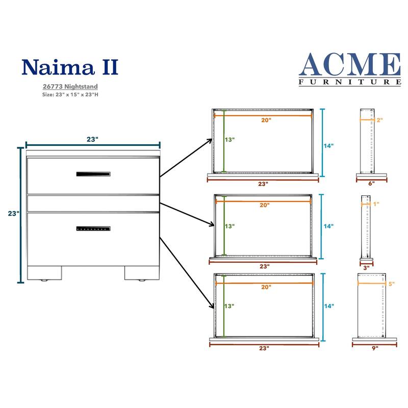 Nightstand with 3 Drawers in White High Gloss
