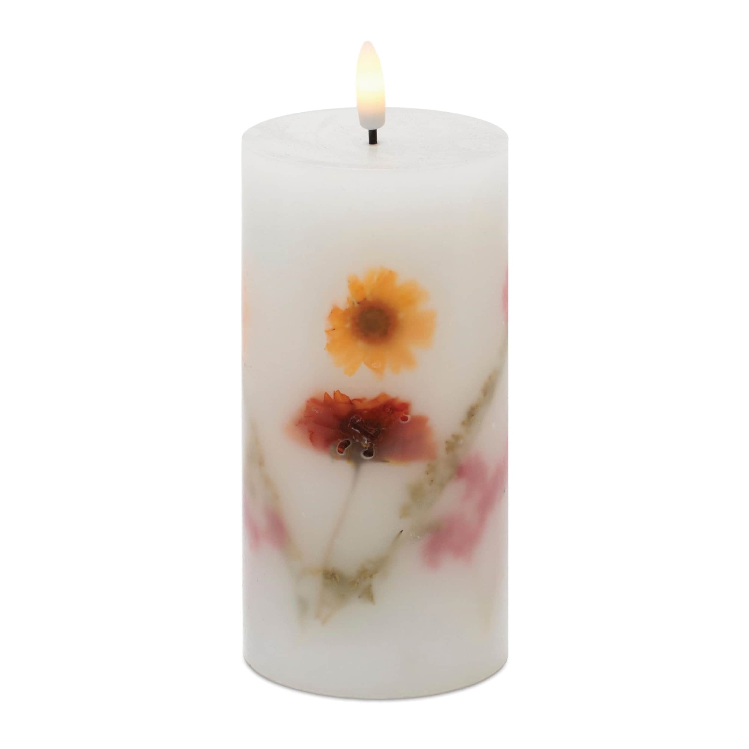 FIA Wick Pressed Floral Candle 6"H