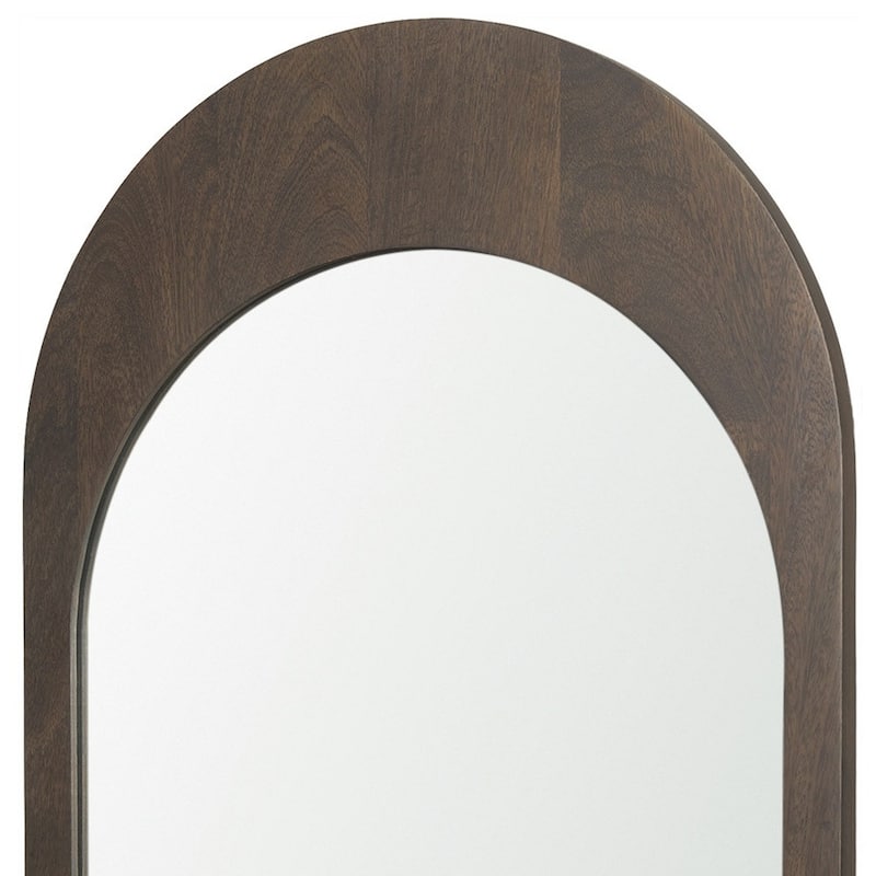 HomeRoots 36" Brown Solid Wood Arch Framed Accent Mirror - 23.00 in. x 36.00 in. x 1.00 in.