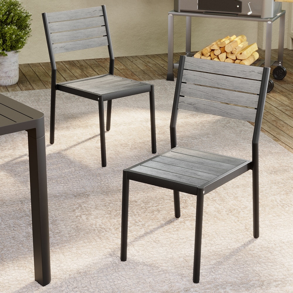 Outdoor Dining Chairs Modern Aluminum Stackable Armless Chairs for Patio