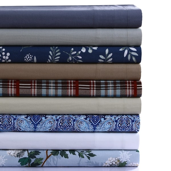 slide 1 of 10, Cotton 170-GSM Flannel Solid or Printed Oversized Duvet Cover Set