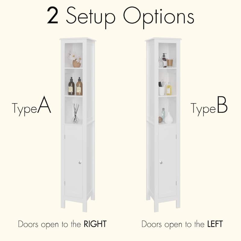 66.92 Inch Tall Bathroom Storage Cabinet, Slim Freestanding Cabinet with Adjustable Shelves, Anti-Tip Design, White
