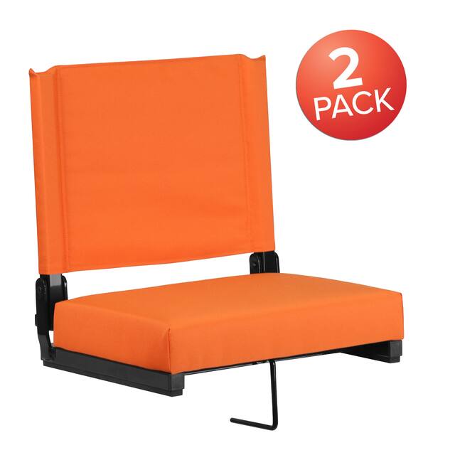 2 Pack 500 lb. Rated Lightweight Stadium Chair-Handle-Padded Seat