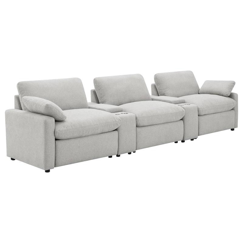 Collins 5-Piece Power Reclining Home Theater Seating - 150"W x 40"D x 38"H - Grey