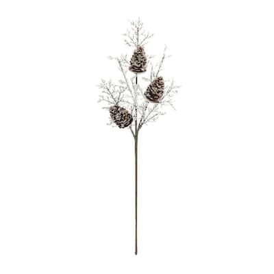 Set of 2 Flocked Pinecone Twig Artificial Christmas Branches 31"
