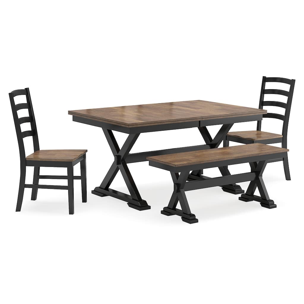 Signature Design by Ashley Wildenauer Black/Brown Dining Table and 2 Chairs and Bench